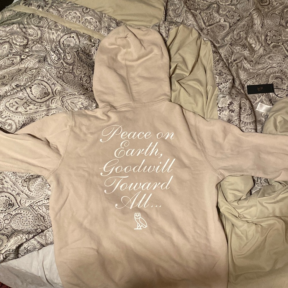 OVO Christmas Hoodie Cream - Embroidered Front Owl